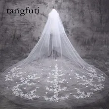 

5 m Cathedral Bridal Veils Wedding Veil Long Bride Appliques Bridal Veil 5 Meters 2017 New Wedding Accessories