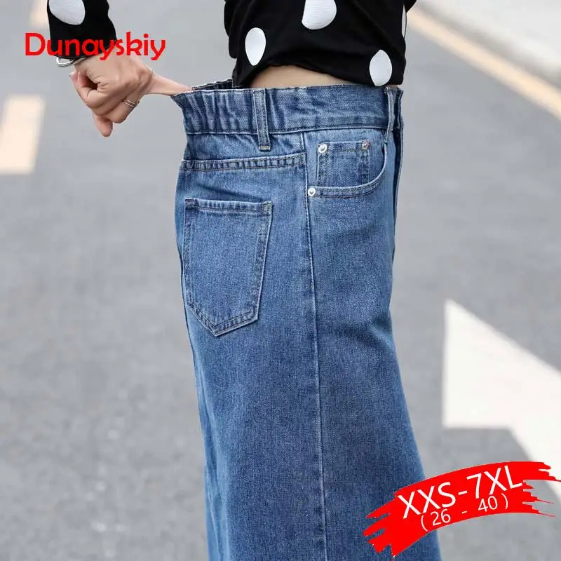 Women Plus Size Front Split Office Lady Straight Denim Skirts 5Xl 7Xl Spring Summer Mid Long Denim Blue Skirts Mid-Calf Skirts Women Plus Size Front Split Office Lady Straight Denim Skirts 5Xl 7Xl Spring Summer Mid Long Denim Blue Skirts Mid-Calf Skirts