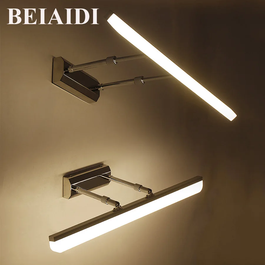 Beiaidi مرن الحمام مرآة الجدار ضوء 20-27 سنتيمتر للتعديل الوزراء الغرور مرآة الجبهة ضوء الاكريليك ماكياج تزيين مصباح