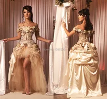 wunderschöne hallo-lo Champagner ballkleider mit handgemachte blume der schulter party cocktailkleider aber ein Kleid bekommen ein Geschenk qa45