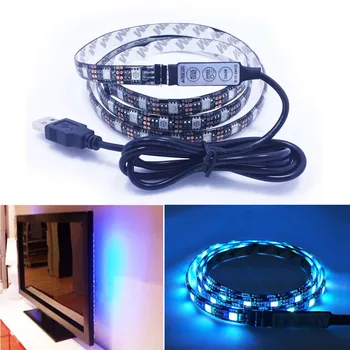 

5V USB Bright RGB LED Light Strip Waterproof 60LED/M SMD 5050 Cumputer TV Display Screen Background Car Decor Multi-Color Lights
