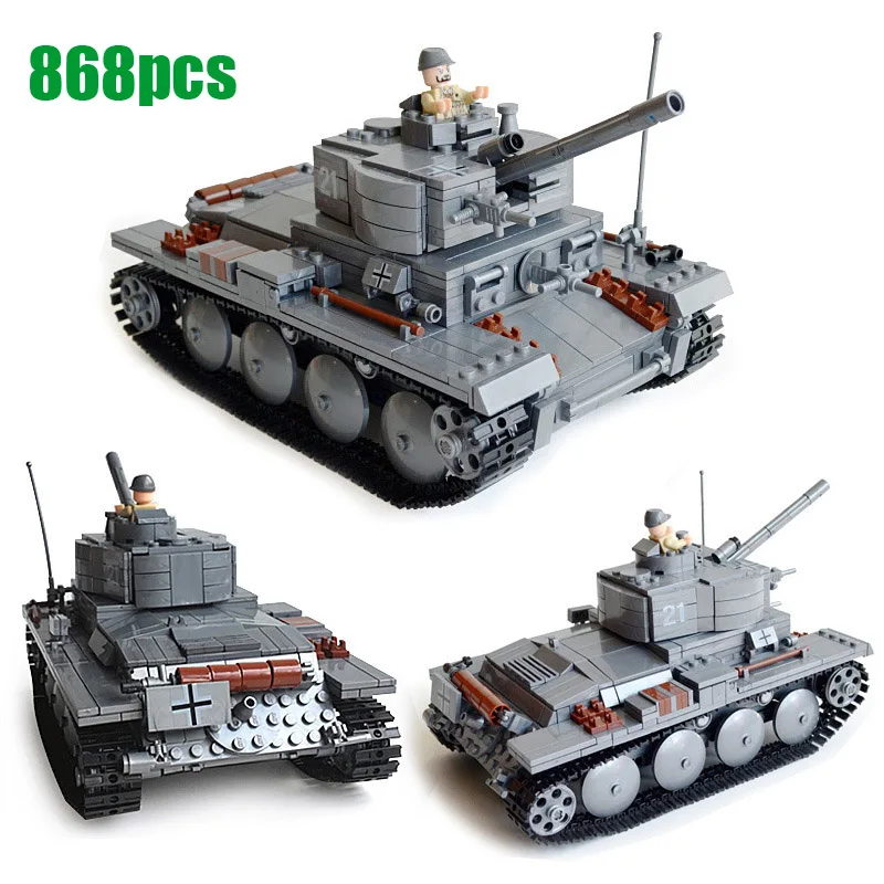 

WW2 German Light Tank PzKpfw II Ausf L Luchs Military Building Block Armored Vehicle Scale Model Kazi KY82009 Toys For Adult Kid