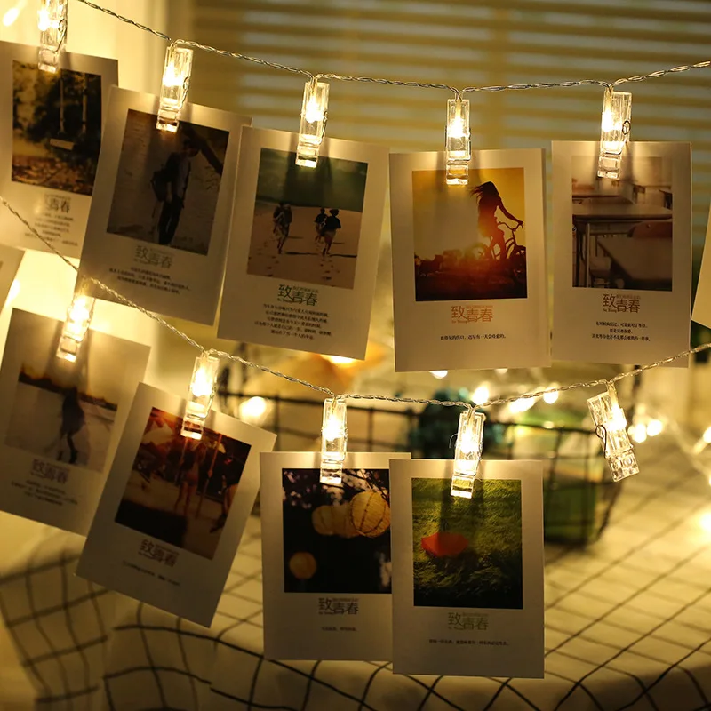 

1M 10 Lamp Photo Clip Holder LED String Lights Christmas Decorations for Home New Year Fairy Lights Battery Home Decor Navidad