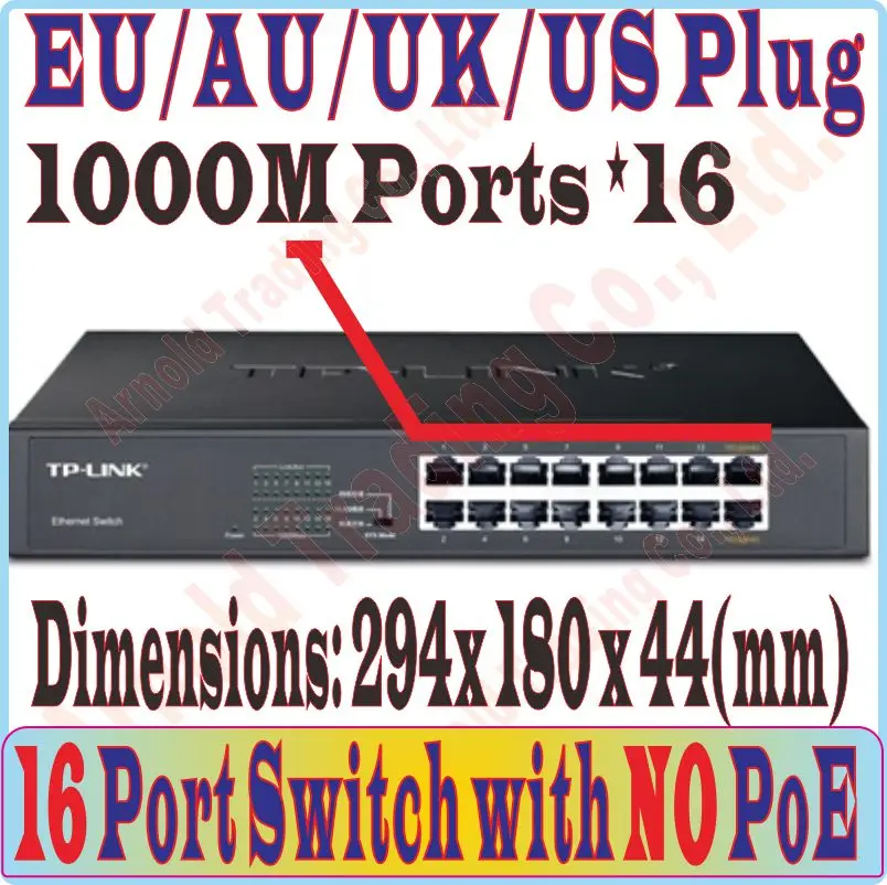 Plug and Play, 16 портов гигабитный коммутатор 1000 Мбит/с без порт PoE, для NVR и CCTV IP Camera/беспроводной AP, металлический шкаф