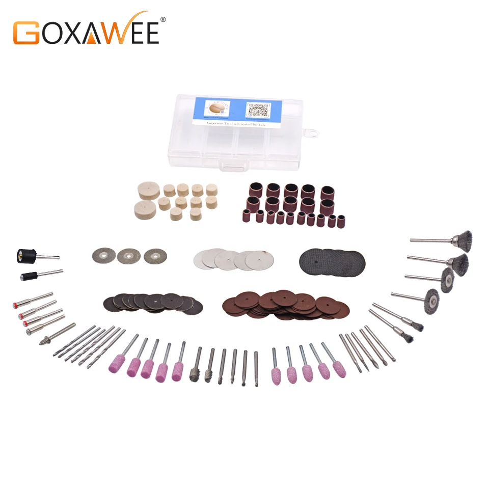 GOXAWEE 141pcs Rotary Tools Abrasive For Dremel Electric Drill Wood Metal Engraving Cutting Grinding Carving Polishing Accessori