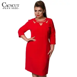 CACNCUT 5XL 6XL 2018 большой размер однотонное платье с круглым вырезом женское летнее платье большого размера элегантное платье-футляр Vestidos