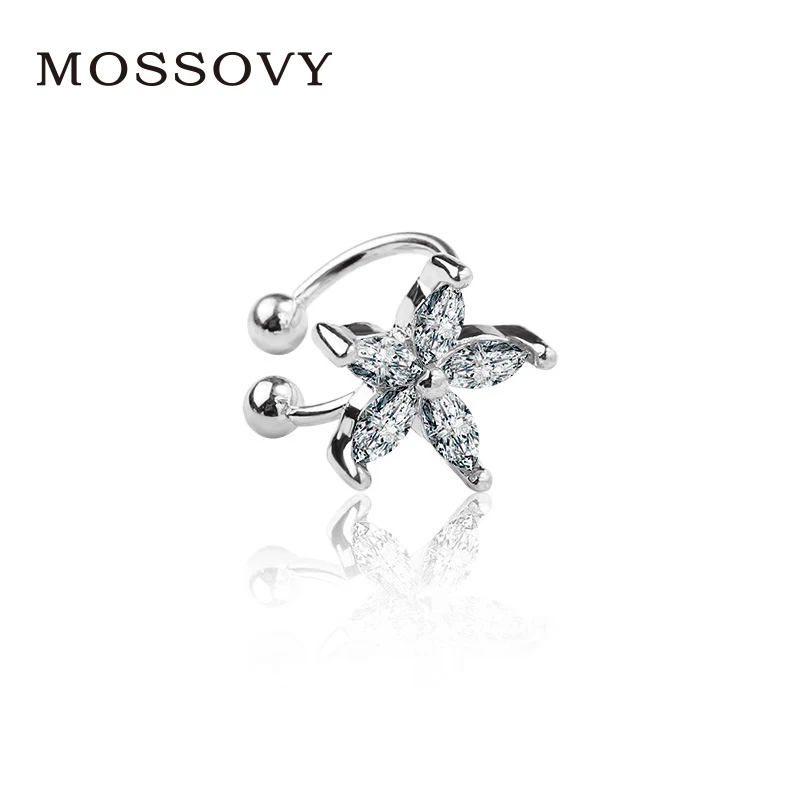 

Mossovy Opening Adjustable Crown Zircon Clip Earring for Female Fashion Popular Rhinestone Star Earrings for Women Jewelry