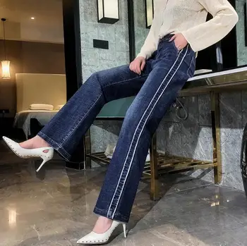 

Cowboy Wide Leg Pants Female 2019 Spring And Autumn New Loose High Waist Jeans Fashion Slim Fit Straight Denim Pants Trouser D88