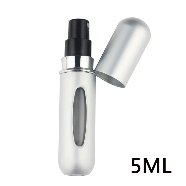 matte SILVER Портативный дорожный мини-контейнер 5 мл/8 мл, алюминиевая многоразовая пустая бутылочка с распылителем, косметические контейнеры, флакон для духов - Цвет: matte SILVER