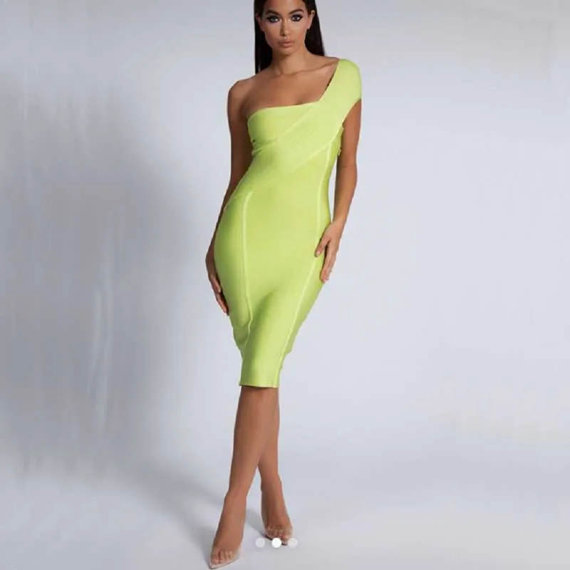 

Wholesale 2019 New woman's dress multiple colour One-Shoulder Fashion casual celebrity Boutique cocktail party bandage dress