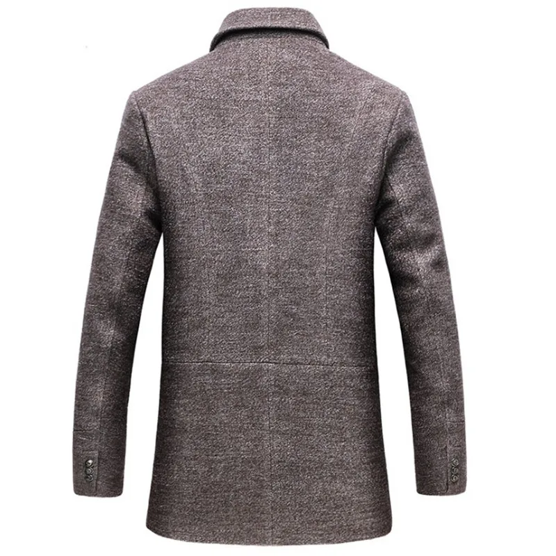 Зимнее длинное шерстяное пальто, приталенное плотное 40% шерстяное пальто, Мужское пальто размера плюс 4Xl с длинным рукавом, мужское деловое длинное пальто Ds50748