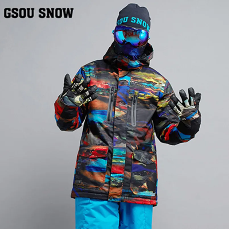 2018 invierno GS Snowboard Chaqueta impermeable Chaqueta de esquí de los hombres traje de esquí de nieve Chaqueta Esqui Hombre Mannen de esquí-jack