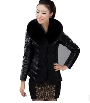 

Female Winter Autumn Short Secion Pu Leather Jacket Patchwork Fake Fur Coats Large Size Black Mens Fake Fur Jackets S/6Xl K802