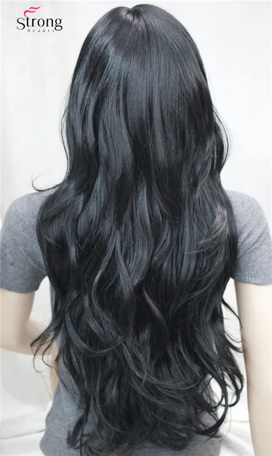RG-9680 1  Black Long nature wavy wig (3)