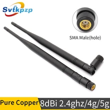 Antena de ganho longo alcance RP-SMA g 4g 5g, antenas universais de 8dbi 2.4 conector macho 2.4ghz antenne longa aérea