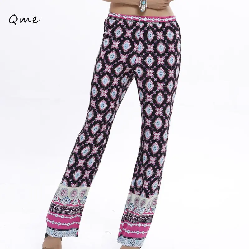 Palazzo summer casual pants female patterns elastic high waist flare