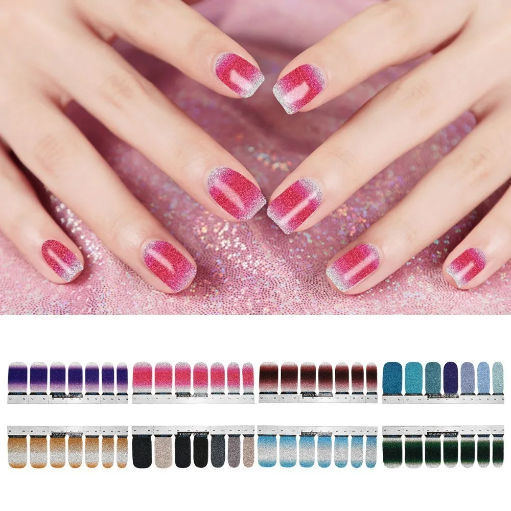 

Glitter Gradient Full Cover Nail Art Sticker Dull Polish Blue Black Color 8 Choices Nails Sticker Art Foil Frosted Decoration