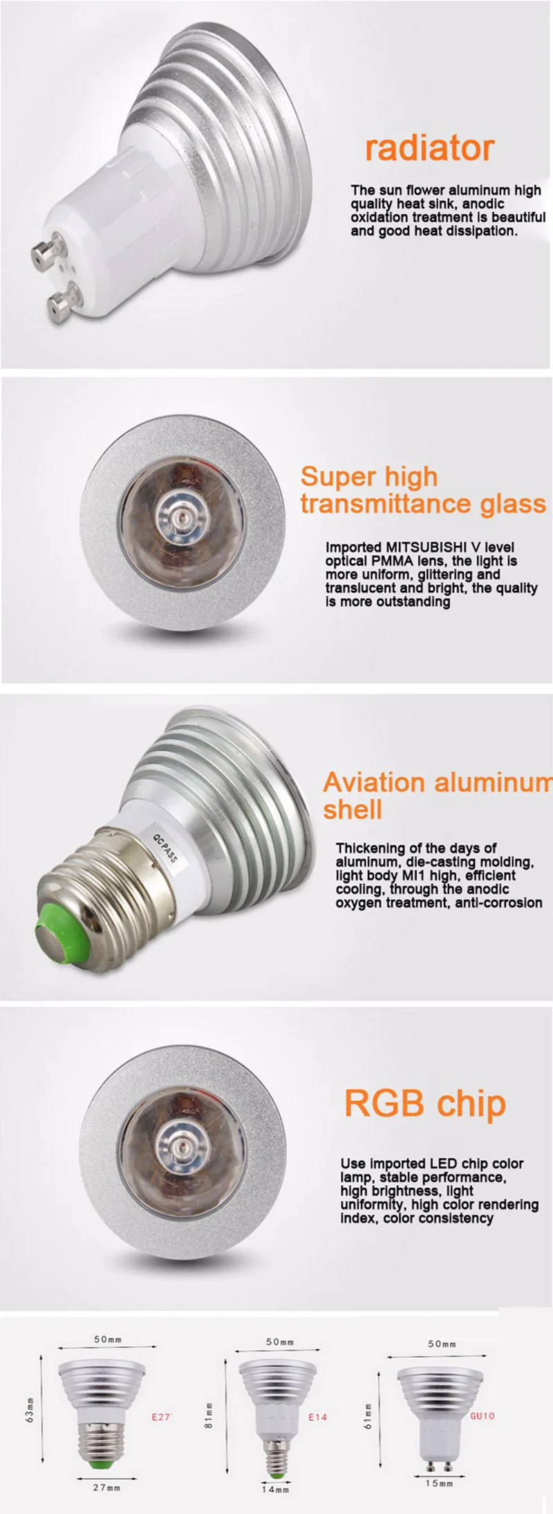 Цветная(RGB) Светодиодный лампа Светодиодный прожектор E27/E14/GU10 дистанционного Управление Цвет Изменяемая AC85-265V светодиодный освещение