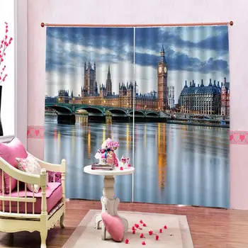 

city curtains Luxury Blackout 3D Window Curtain For Living Room Bedroom Drapes Cortinas Customized size building curtains