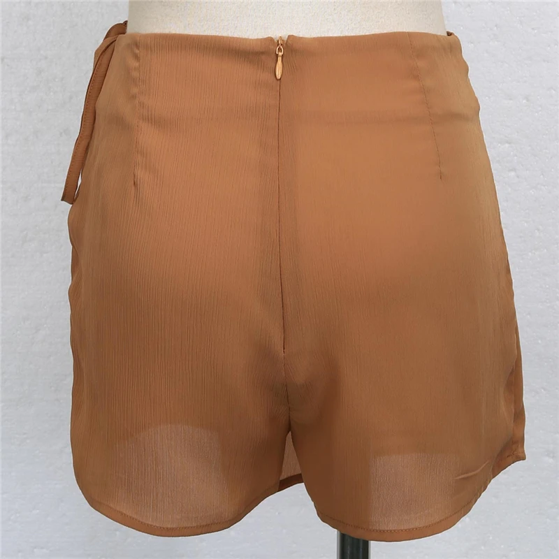 Летние женские повседневные шорты с высокой талией, короткая летняя мини-юбка, Женская однотонная короткая юбка с высокой талией