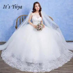 Это yiiya Vestidos De Novia Кружева белый o-образным вырезом Свадебное платье принцессы прозрачный без рукавов платья для невест индивидуальный