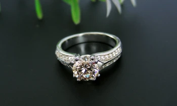 

Graceful 1.5CT Round Cute Female Women White Gold Au750 Engagement Ring Pure White Gold 18K Xmas Jewelry For Lady