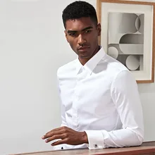 Хлопок французский рубашка удобные бизнес с длинным рукавом для мужчин Тонкий Дизайн Формальные повседневное мужской