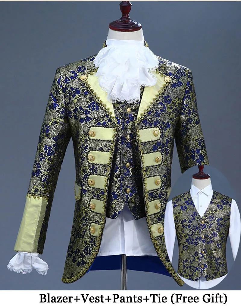 Делюкс Викторианский цена для взрослых для мужчин Винтаж Платье Блейзер кино театр мужской косплэй наряд куртка + жилет