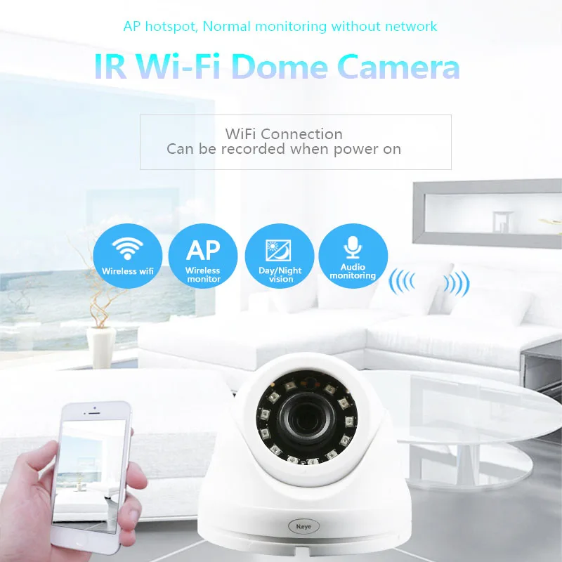 N_eye купольная камера 1080 P Крытая облачная Wifi ИК детектор движения ночного видения