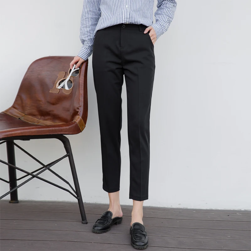 BGTEEVER повседневные брюки-карандаш с высокой талией классические брюки длиной до щиколотки с карманами элегантные женские брюки pantalon femme