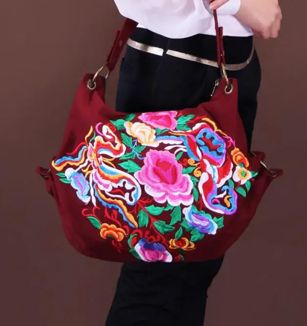 Новая национальная женская сумка с вышивкой, вышитая сумка через плечо, винтажная сумка хмонг, этнические тайские индийские богемные сумки