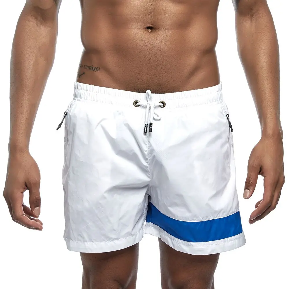 Мужские спортивные шорты для бега, для спортзала, для серфинга, пляжа, с карманами, для плавания, большие размеры, одежда для плавания, мужские шорты для серфинга, летний купальный костюм - Цвет: Белый