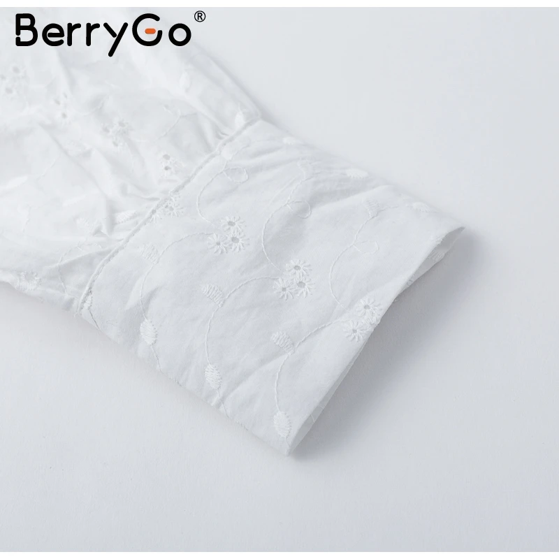 BerryGo, винтажная шифоновая блузка с принтом, рубашка,, квадратная горловина, оборки, белые короткие топы, женские с пышными рукавами, летние топы с баской, блузы