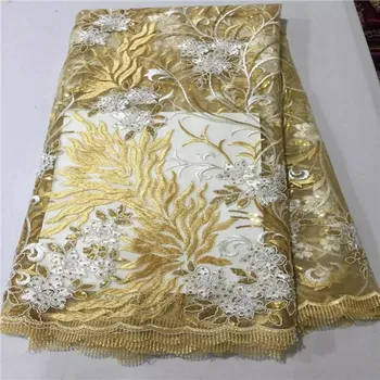 

High Quality Nigerian Lace Fabrics 2016 With Stones African French Net Lace Fabric Embroidered Tulle Mesh Lace FabricL15J0