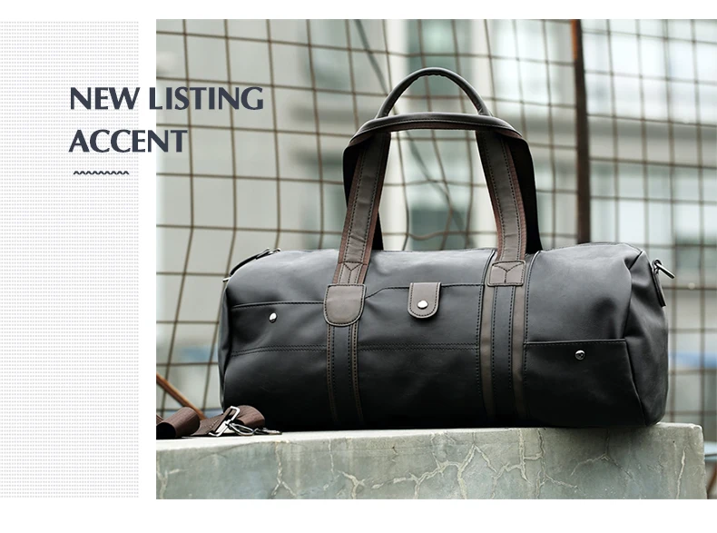 Для мужчин спортивная сумка для багажа высокое качество большая, вместительная, черная Дорожная сумка Мужская Мода из искусственной кожи