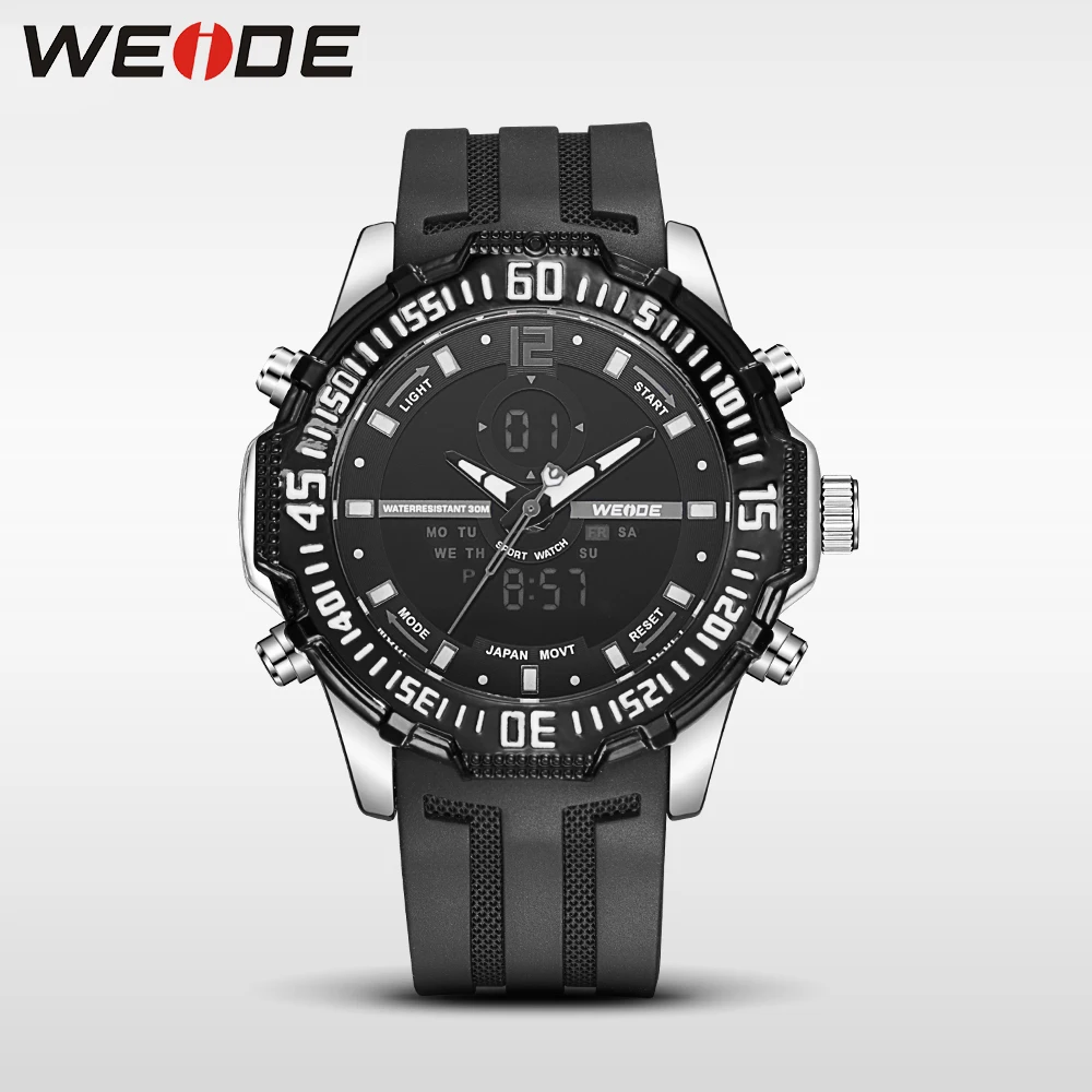 

WEIDE men LED electronic watches top brand luxury men watch black quartz sports Silicone watches camping waterproof army clock