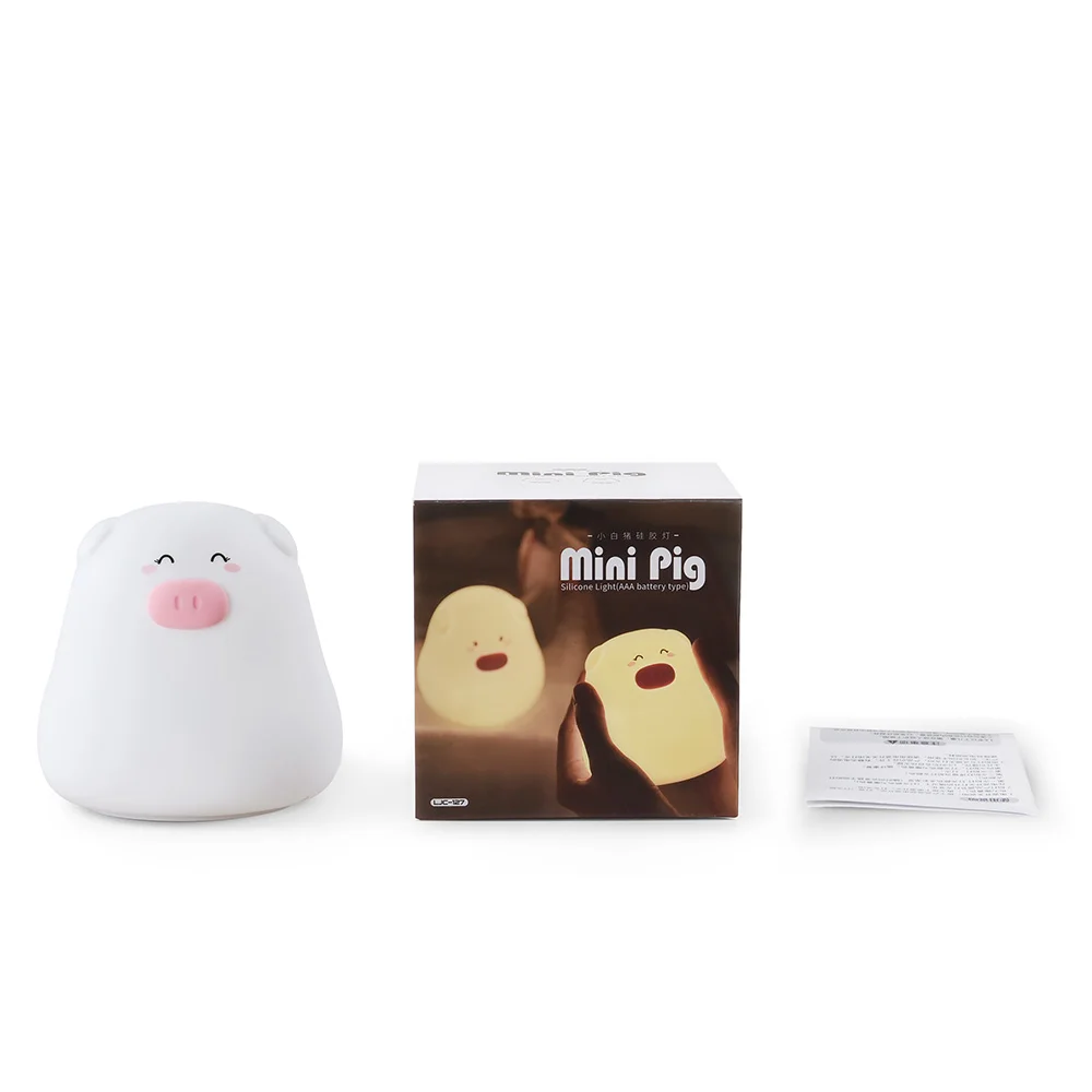 SuperNight Mini Cartoon Pig LED Night Light Touch Sensor Colorful Silicone Table Lamp Bedside Lamp for Children Kids Baby Sleep (42)