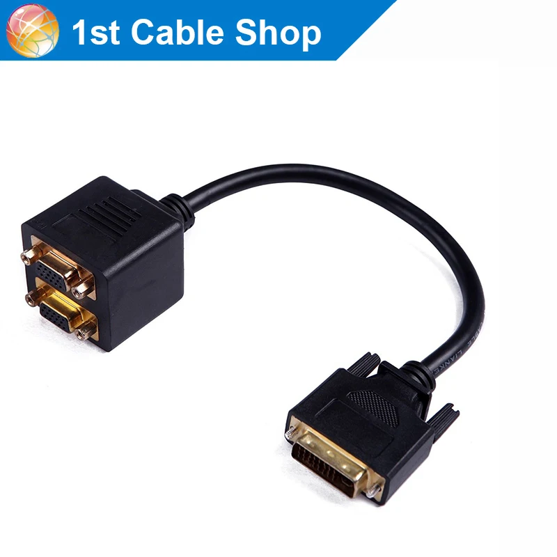 Passive DVI to VGA Splitter cable DVI I male to Dual VGA SVGA female Y cable gold plated in DVI
