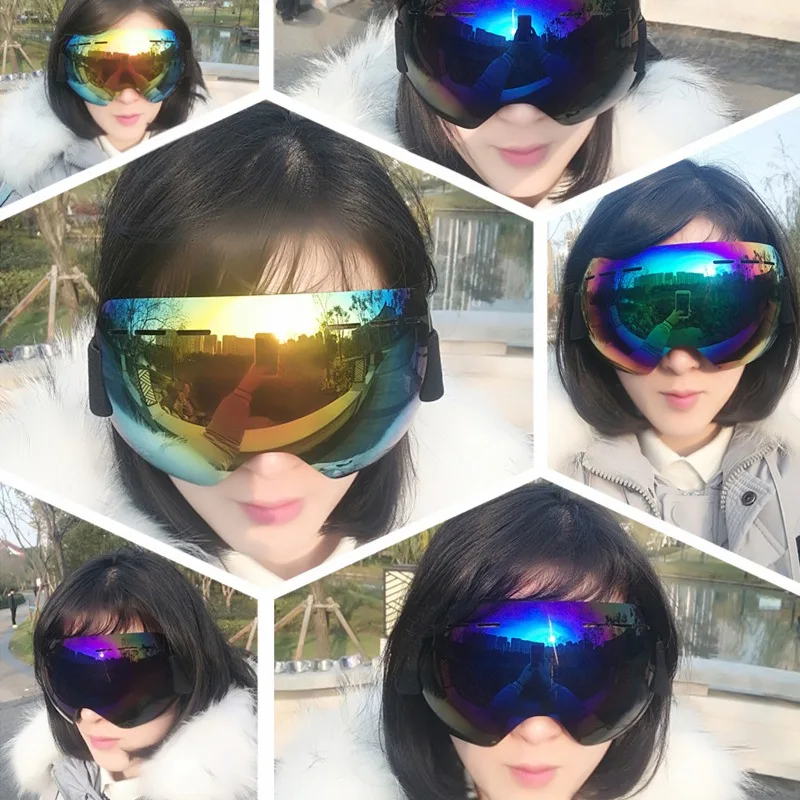 Открытый лыжные очки двухслойные UV400 Анти-туман ветрозащитная большая Лыжная маска очки для катания на лыжах унисекс Снег Сноуборд очки