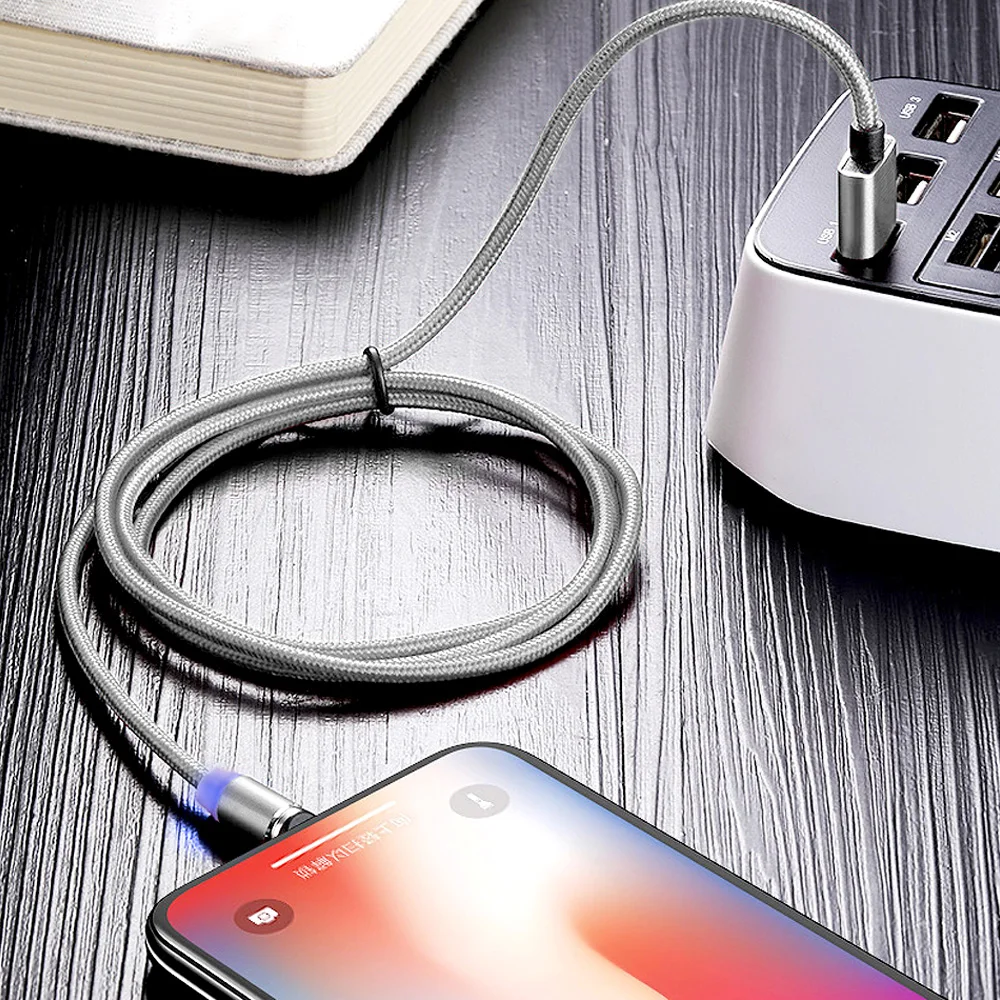 FBYEG СВЕТОДИОДНЫЙ Магнитный зарядный кабель для iPhone X, XR, XS, Max, 8, 7, кабель Micro USB, магнитное зарядное устройство USB/кабель type-C для samsung, Xiaomi