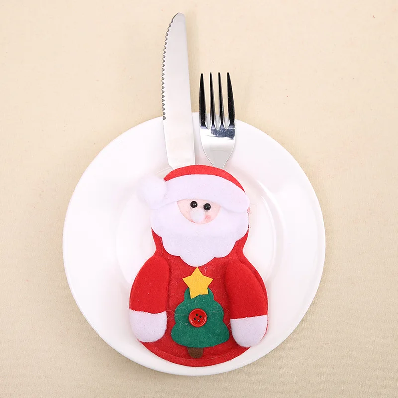 2 шт. Рождественский Декор Санта-Клаус Снеговик Лось кухонная посуда держатель вилка нож карман для кухонных приборов сумка Рождественская вечеринка украшение стола