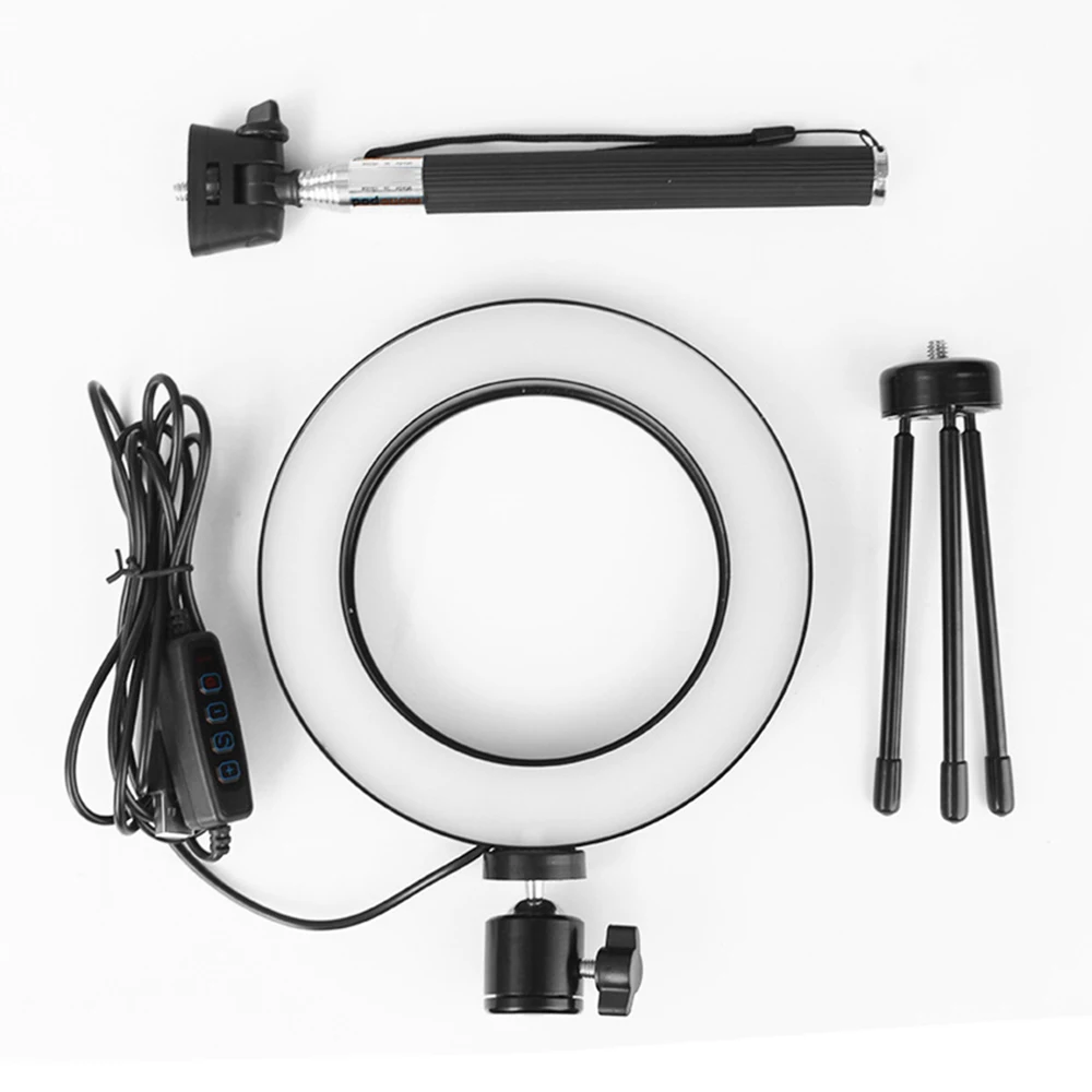

LED Ring Photography Light Bracket Dimmable Fill Lighting With Self-sticker Controller Phone Video Studio Lamp With Tripod Stand