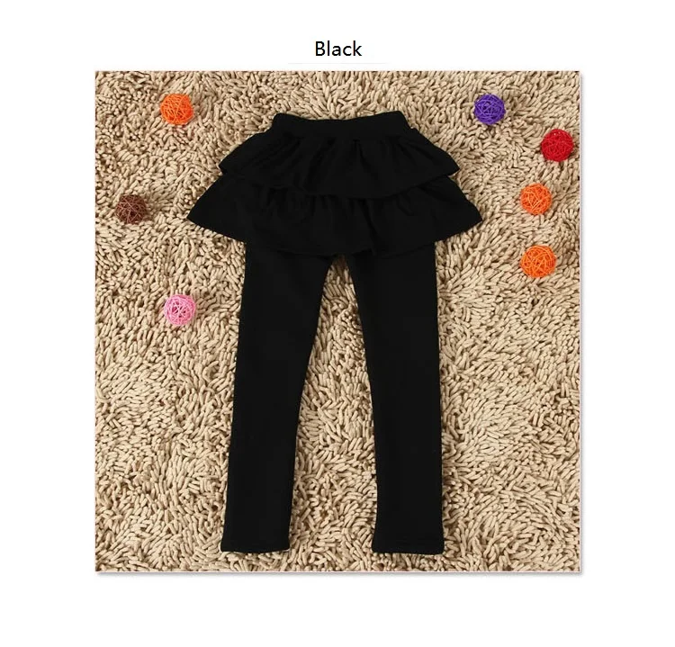 Популярные Леггинсы для девочки детские штаны для малышей Детская плотная Теплая юбка с эластичной резинкой на талии, штаны для малышей, обтягивающие леггинсы для девочек хлопок KZ28 - Цвет: Black