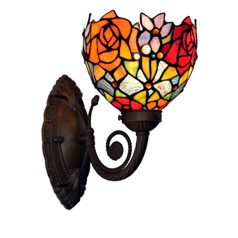Витражное стекло один светодиодный бра настенный светильник Wandlamp цветок роза