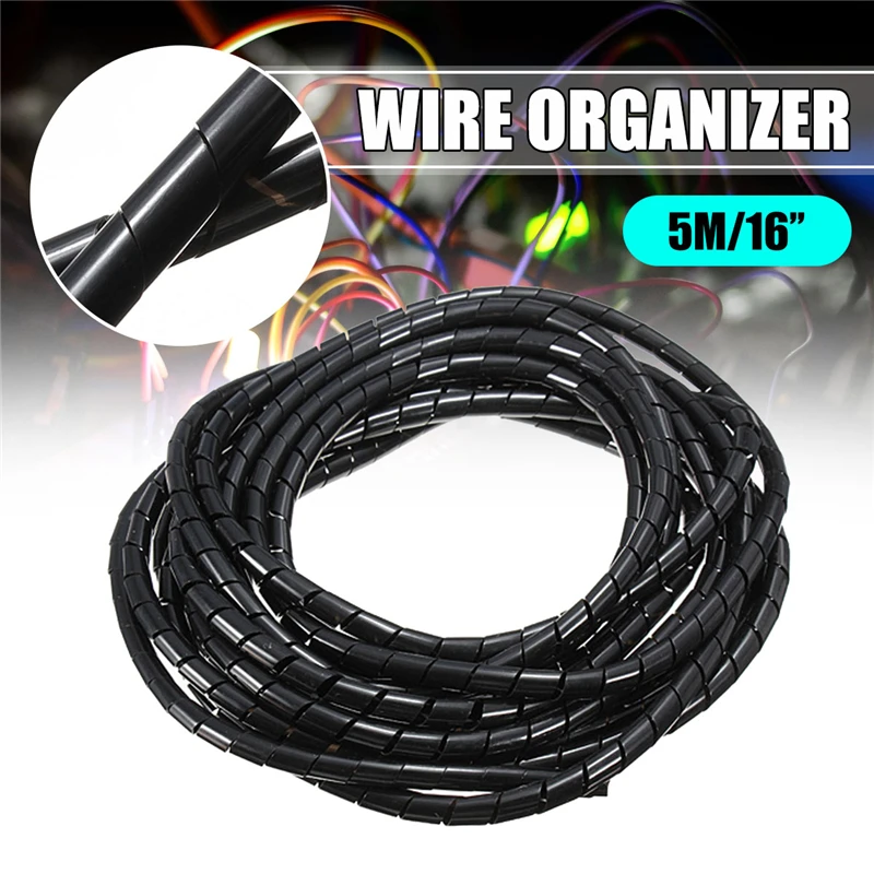 uxcell 12mm Outside Dia 5M Flexible Spiral Wire Wrap Desktop PC Manage Cable uxcell 12mm Outside Dia 5M Flexible Spiral Wire Wrap Desktop PC Manage Cable