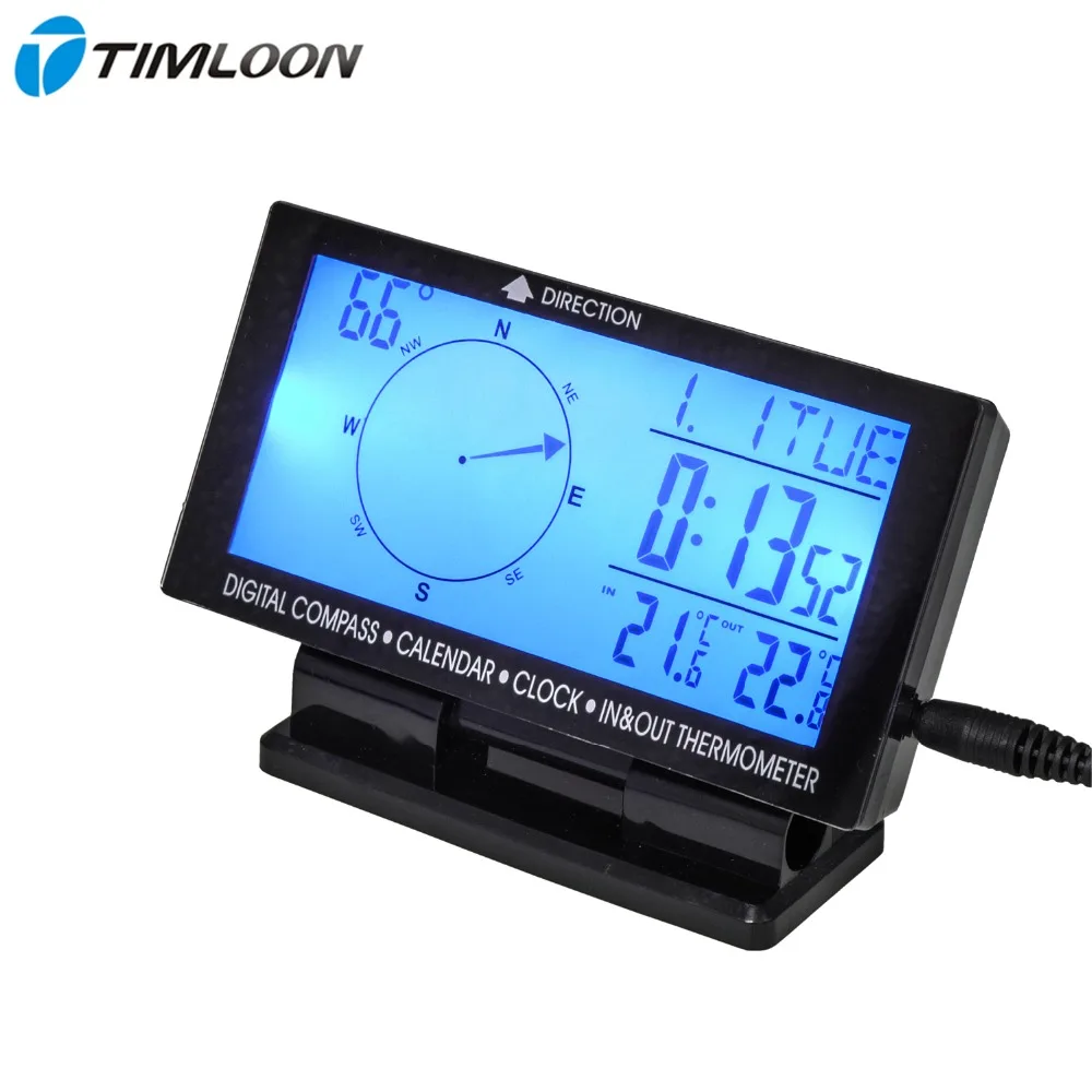 4.6" LCD Display Screen Car Digital Compass,Calendar,Clock,In & Out Thermometer With Blue Backlight