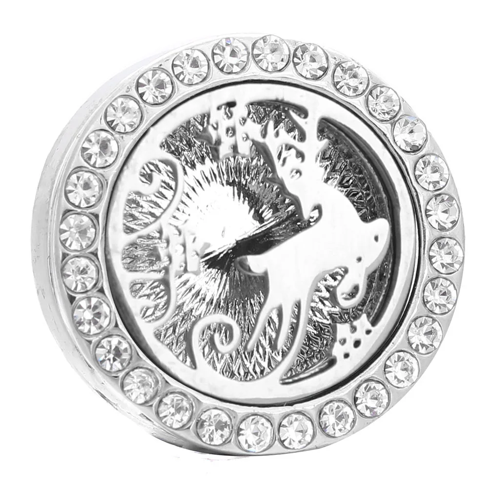 

Aromatherapy 18mm Snap Buttons Perfume Locket Stainless Steel Essential Oil Diffuser Christmas Deer Snap Button Bracelet Jewelry