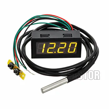 

DC 0-30V Voltmeter Thermometer Clock 3 in 1 0.56 Meter Gauge with DS18B20 Temperature Sensor Yellow Light