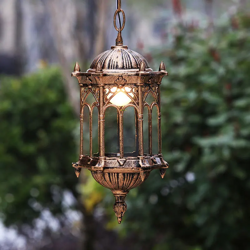 Europe outdoor hang light retro garden balcony pendant lamp hotel