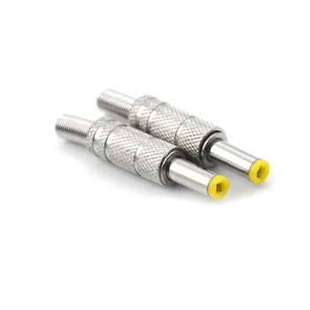 

One Piece Metal DC Power Male Plug Jack Adapter Connector Plug With Yellow Head 5.5*2.1 5.5x2.1mm